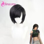 Yuffie Cosplay Wig Synthetic Short Straight Wig FF Anime Coser Cute Girl Heat Resistant Fiber High Quality Wig Halloween Party (New)