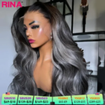 Silver Grey Highlight Human Hair Wigs For Black Women 13x6 13x4 Lace Frontal Wig Colored Body Wave Transparent Lace Front Wigs (New)