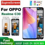 LCD Oppo Realme C30 LCD Display Touch Screen Digitizer Assembly with Frame Oppo C30 RMX3581 RMX3690 Screen Replacement (New)