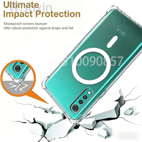 S7433d116802f49a282c25255015f576fW_480x480q75 Reinced Corners Shockproof Case Magsafe Magnetic Wireless Charging Clear Soft TPU Cover LG Velvet 5G LM-G900N LM-G900E (New) - Image 1