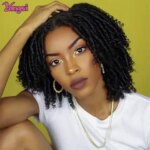 Full Star 14“ Dreadlock Curly Wigs for Black Woman Ombre Burgundy Brown Color Short Curly Locs Braids Wigs Can Adjust Size (New)