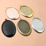 5pcs 30x40mm Inner Size Oval Pendant Cabochon Blank Base Setting Tray DIY Jewelry Making Accessories Findings (New)