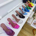 Womens Sandals SUNFLOWER Crystal Wine Glass Heel High Heels Transparent PVC Elegant Slippers (New)