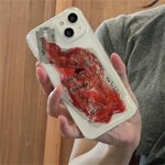 INS Cool Sharp Blade Blood Halloween Phone Case iPhone 15 13 14 12 11 Pro Max Clear Knife Red Ink Soft Back Silicone Cover (New)