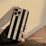 Simple Black White Striped Phone Case iPhone17 16 15 14 12 13 11 Pro ProMax Plus X XR Xsmax Shockproof Phone Cover (New)