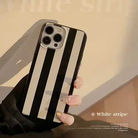 S7625214953674829bca50e0495aef120y_480x480q75 Simple Black White Striped Phone Case iPhone17 16 15 14 12 13 11 Pro ProMax Plus X XR Xsmax Shockproof Phone Cover (New) - Image 1
