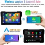 Jansite 5/7 inch Carplay Motorcycle DVR Navigation GPS Wireless CarPlay Android Auto IPX7 Display Screen Portable Moto Monitor (New)