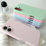 Mint Solid color Liquid Silicone Candy Color Phone Case For iPhone 17 16 15 14 13 12 11 Pro Max Mini X XS Plus Shockproof Cover (New)