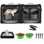 Wakytu Two-in-One Foldable Cat Center Transport Box. Cat Car Transportation. Two Cat and Dog Double Pet Transportation Bags (New)