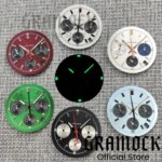 Gramock 30mm Ice Blue/Burgundy Red/Black/White/Coral Green Chronograph VK63 Dive Dial And VK63 6-pin Hand Lume Fit VK63 Movement (New)