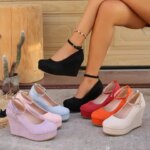 Womens New Wedge Shallow Mid-Heel Plus Size Single Shoes for Autumn (New)