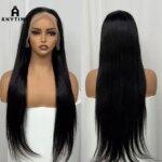 200% Density 12A Good Hair Straight Human Hair Wig 13x4 Transparent Lace Frontal Straight Human Hair Wigs for Black Women (New)