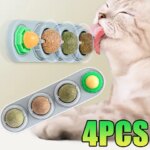 Natural Catnip Toys Silvervine Balls Teeth Cleaning Dental Wall Treats Extra Cat Energy Ball Edible Cat Lick Healthy Kitten Chew (New)