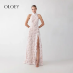OLOEY Vintage Halter Lace Wedding Dress Mermaid Elgant Sleeveless Appliques Side High Slit Bridal Gown Bride Gown Customized (New)