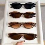 Retro Oval Frame Sunglasses Fashion Personalized Trendy Small Frame Sunglasses Punk Cat Eyes Sunshade Sun Protection Glasses (New)