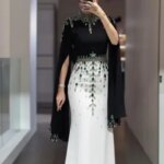 Customized Black White Saudi Prom Dresses Khaki Beads Crystals Dubai Formal Women Evening Dresses Pleated Wedding Party Gwns (New)