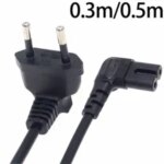 Europea 90 Degree Male Plug To Female Socket Power Extension Cable PC Computer PDU 0.3m/0.5m EU 2Prong Bend Angled Cord Bangladesh (New)