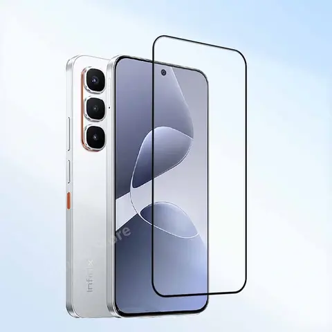 S7d1f8d39bcea4079b8fce7552c74fbfbt_480x480q75 New Upgrade Infinix Hot 60 Pro Flat Glass Protector 9H Anti-Scratch Full Glue Screen Glass Soft Fiber Lens Film (New) - Image 1