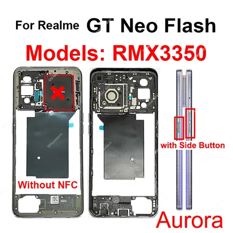 S7d3477ab3972499f9fe46e323115151cz_480x480q75 Middle Frame Housing Realme GT Neo Flash GT Neo 2T GT 5G Middle Frame Holder with Side Buttons Without NFC Repair Parts (New) - Image 1