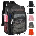 Mesh College Student Backpack Comfortable Shoulder Strap Fitness Bag High-Capacity See Through Wear-resistant for Outdoor Sports (New)