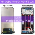 Original AMOLED Oppo Reno14 F LCD Display Touch Screen With Frame Digitizer Assembly Oppo Reno 14 FS CPH2743 LCD (New)