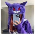 Pokemon Gengar Plush Hat Ski Windbreak Hats Cartoon Winter Keep Warm Anime Cosplay Cap Outdoors By Bike Caps Festival Gifts (New)