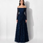 Customized Lace Long Sleeves Evening Dress Off-the-shoulder A-line Pleat Long Dresses High Quality Wedding Party Dress (New)