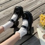 Lolita Shoes Women Japanese Mary Jane Shoes Women Vintage Girls Students JK Uniform High Heel Platform Shoes Cosplay Plus Size (New)