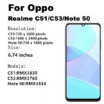 674 OPPO Realme Note 50 RMX3834 LCD Display With Frame Touch Screen Digiziter Assembly Realme C51 LCD RMX3830 RMX3760 (New)