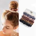 6Pcs Satin Scrunchies for Women Soft Silk Like Hair Ties Ponytail Holder Elastic Hair Accessories for Girls (New)