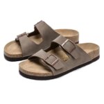 All-match Flats Beach Slippers Mens White Sandals Thick Sole Cork Slippers Summer Casual Double Buckle Non-slip Clogs Sandals (New)