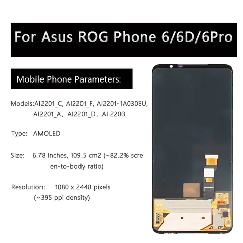 S809d76c17bc44b9fa4b3fba4d070b90c6_480x480q75 AMOLED OEM 678 Asus ROG Phone 6 Pro AI2201_D AI2201_C AI2201_F LCD Display Touch Screen Digitizer Assembly ROG6 LCD (New) - Image 1
