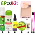 Wig Installation Kit Set 8Pcs Hair Mousse Glossing Hair Polisher Scalp Oil Edge Control HD Wig Cap Hair Wax Stick Hair Brush (New)