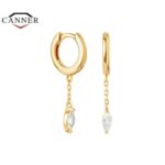 CANNER 925 Sterling Silver Fashion Cubic Zircon Women Drop Earrings Punk Geometric Piercing Huggie Gold Plated Earings Jewelry (New)