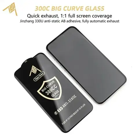 S8314dc8678d146cbb6c698870a24e427b_480x480q75 300CC Big Curve Tempered Glass IPhone 16 11 12 13 14 15 Pro Max 16 Plus ESD Anti-Static Screen Protector IPhone XR X XS (New) - Image 1