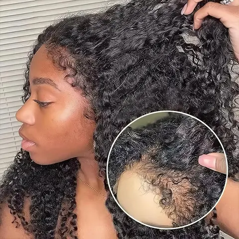 S837a4dc783174281b154405cfddb8448G_480x480q75 Kinky Curly 13x6 HD Lace Frontal Wig 4C Edges Curly Baby Hair For Women 7x5 Glueless Pre Cut Lace Deep Wave Wigs 100% Human Hair (New) - Image 1