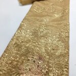 Gold African Beaded Lace Fabric 2025 Embroidered Nigerian Lace Fabrics Bridal High Quality French Net Lace Fabric 5 yards M4885 (New)