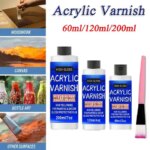 60/120/200ml Acrylic Varnish Non-Yellowing Clear Gloss Protective Film Non-Toxic Sealant With Brush For DIY Crafts Paintings (New)