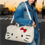 Cute cartoon character Hello kitty badminton bag large capacity sports gym bag creative one-shoulder handbag holiday gift (New)