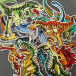 14 pcs Anime Dinosaur iron on Patches Backpack Embroidered Patch For Sew Child Clothing Applique Decor Coat Stickers (New)