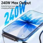 Type C Phone Charging Bracket Adapter 240W Fast Charging OTG USB-C Male to USB-C Female Converter With foldable Holder (New)