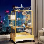 Large Transparent Bird Cage Spacious Budgie Mansion with Panoramic View&Ventilation Clear Splash-Proof Parrot Habitat for Home (New)