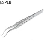 ESPLB Anti-Static Precision Stainless Curved Straight Tip Electronics Industrial Tweezers Silver/Black Phone Repair Hand Tools (New)