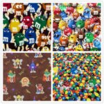 wide110cm Cartoon delicious chocolate beans Cotton Fabric For Needlework Patchwork DIY Handmade Sewing Material child clothing (New)