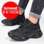 Winter Mens Height-increasing 10CM Sports Shoes Men Genuine Leather Mesh Shoes Warm Thick-soled Shoes Heightening Insoles 6-8CM (New)