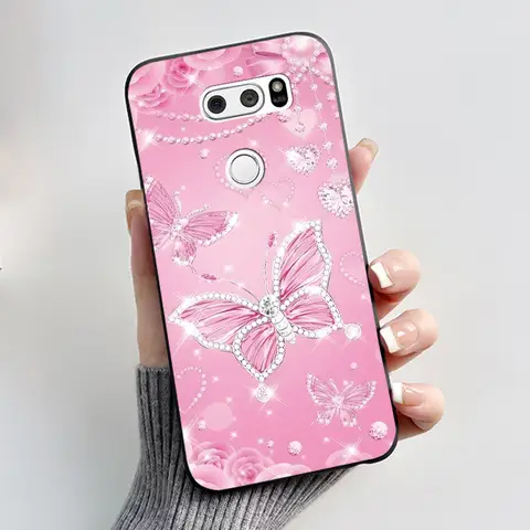 S859c453bc71a47ecbb7942c5527ad022m_480x480q75 Printing Pattern Case LG V30 V30 Plus V30s ThinQ V35 ThinQ Soft Silicone Black Shell Cover Cute Flower Cartoon Casing (New) - Image 1
