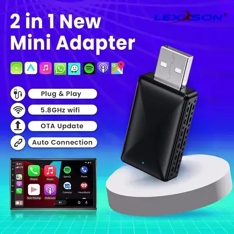 S85a4a2b18c6742dfb88383ab191493033_480x480q75 2 in 1 AI Box Mini Adapter Wired to Wireless Carplay&Android Auto Compatible with 99% of Cars Plug and Play WiFi Smart Dongle (New) - Image 1