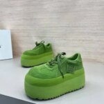 Spliced Platform Sneakers Spring New Round Toe Lace-Up Non-Slip Heightened Low-Top Single (New)