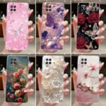 Samsung M22 M32 F22 Case Samsung A22 M 32 4G Cover Clear Luxury Fashion Butterfly Flower Silicone Soft TPU Bumper Shell (New)