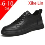 Mens height increasing shoes Rubber soled leather casual shoes can increase height by 6/8/10 centimeters Suitable for mens wear (New)